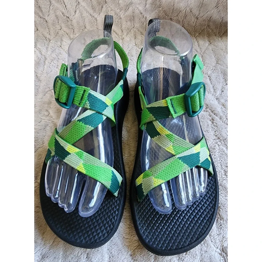 Chaco Kids Z1 Ecotread Green Geometric Strappy Sandals Size 6 JCH180394Z
